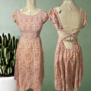 Free people Elegant Brown Floral Dress